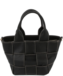 Woven Bucket Crossbody Bag LAS004-Z BLACK